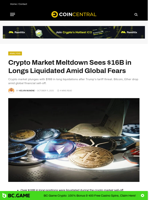 Crypto Market Meltdown Sees $16B in Longs Liquidated