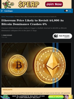 Ethereum Price Likely to Revisit $4,000 As Bitcoin Dominance Crashes 6%