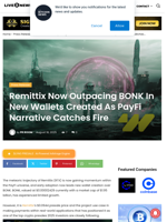 Remittix Now Outpacing BONK In New Wallets Created As PayFi Narrative Catches Fire | Live Bitcoin News