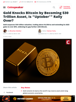 Gold Surpasses Bitcoin as $30T Asset — Is “Uptober” Rally Dead?