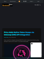 Privy Adds Native Token Swaps via Uniswap (UNI) API Integration - Blockchain.News