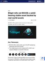 Bitget rolls out BGUSD, a yield-bearing stable asset backed by real-world assets