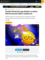 USDCV Stablecoin Debuts in Europe With Bullish Listing