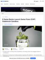 6 Swiss Banks Launch Swiss Franc (CHF) Stablecoin Sandbox
