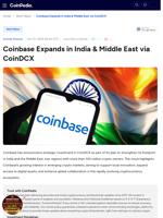 Coinbase Expands in India & Middle East via CoinDCX