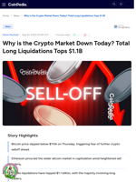 Why is the Crypto Market Down Today? Total Long Liquidations Tops $1.1B