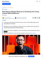 Did Binance Help Create Trump-Linked USD1 Stablecoin?