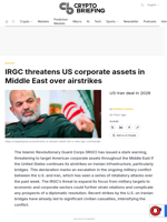 IRGC threatens US corporate assets in Middle East over airstrikes