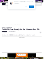 DOGE Price Analysis for November 30 - U.Today