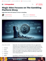 Magic Eden Focuses on The Gambling Platform Dicey - Coinspeaker