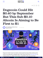 Dogecoin Could Hit $0.40 by September But This Sub $0.10 Altcoin Is Aiming to Be First to $1