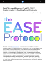 EASE Protocol Pioneers First ISO 20022 Implementation in Banking Smart Contracts - Visionary Financial