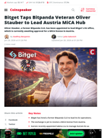 Bitget Taps Bitpanda Veteran Oliver Stauber to Lead Austria MiCA Hub - Coinspeaker