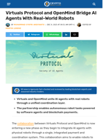Virtuals Protocol Bridge AI Agents With Real Robots