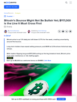 Bitcoin Price Bounce Faces A Key Resistance Wall