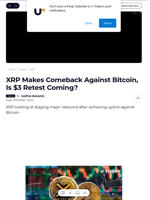 XRP Makes Comeback Against Bitcoin, Is $3 Retest Coming? - U.Today