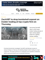 ZachXBT to drop bombshell exposé on insider trading at top crypto firm on Thursday