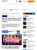 Bitcoin Stumbles as US Government Shutdown Looms – Markets and Prices Bitcoin News