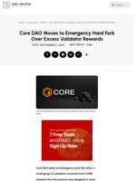 Core DAO Moves to Emergency Hard Fork Over Excess Validator Rewards