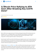 Is Bitcoin Price Rallying to ATH Soon After Breaking Key $107K Zone?