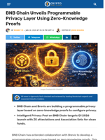 BNB Chain Unveils Programmable Privacy Layer Via ZK Proofs