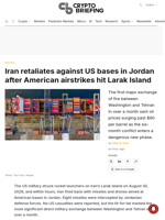 Iran retaliates against US bases in Jordan after American airstrikes hit Larak Island