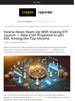 Solana News Heats Up With Staking ETF Launch — New Coin Projected to Join SOL Among the Top Altcoins