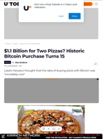 $1.1 Billion for Two Pizzas? Historic Bitcoin Purchase Turns 15