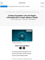 Cardano Foundation Joins the Ripple-Cofounded MiCA Crypto Alliance: Details