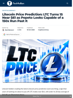 Litecoin Price Prediction: LTC Turns 15 Near $61 as Pepeto Looks Capable of a 150x Run Past It - TechBullion