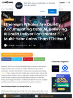 Ethereum Whales Are Quietly Accumulating Ozak AI, Believing It Could Deliver Far Greater Multi-Year Gains Than ETH Itself | Live Bitcoin News