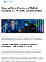 Solana Price Climbs as Wallets Surpass 11 M, $200 Target Ahead