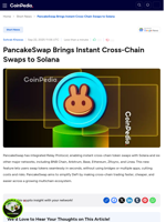 PancakeSwap Brings Instant Cross-Chain Swaps to Solana