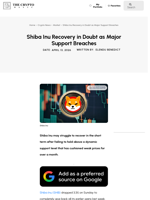 Shiba Inu Recovery in Doubt as Major Support Breaches