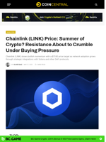 Chainlink (LINK) Price: Summer of Crypto? Resistance About to Crumble Under Buying Pressure - CoinCentral