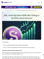 SOL could dip below $200 after failing to hit $220; Check forecast
