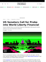 US Senators Call for Probe into World Liberty Financial - 