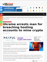 Ukraine arrests man for breaching hosting accounts to mine crypto - The Crypto News Wire