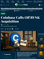 Coinbase Calls Off BVNK Acquisition - Crypto Daily