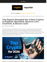 Top Experts Revealed the 4 Next Cryptos to Explode: BlockDAG, Binance Coin, Chainlink, & Bitcoin Cash!