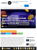 Why 650+ Investors Call DOGEBALL the Best Crypto to Buy Now for 37.5x ROI | Live Bitcoin News