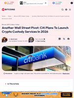 Another Wall Street Pivot: Citi Plans To Launch Crypto Custody Services In 2026 - 99Bitcoins