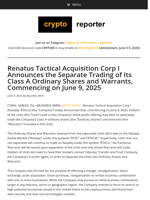 Renatus Tactical Acquisition Corp I Announces the Separate Trading of Its Class A Ordinary Shares and Warrants, Commencing on June 9, 2025