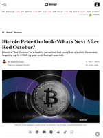 Bitcoin Price Outlook: What's Next After Red October? - Decrypt