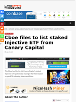 Cboe files to list staked Injective ETF from Canary Capital - The Crypto News Wire