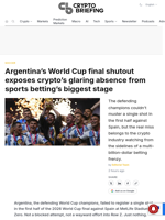 Argentina's World Cup final shutout exposes crypto's glaring absence from sports betting's biggest stage