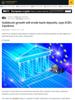 ECB’s Cipollone Says Stablecoin Adoption Could Erode Bank Deposits