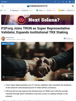 P2P.org Joins TRON as Super Representative Validator, Expands Institutional TRX Staking - TheNewsCrypto