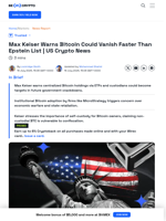 US Crypto News: Bitcoin Could Vanish Faster Than the Epstein List