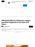 XRP Beats Bitcoin, Ethereum, Solana and Even Dogecoin in 24-Hour ETF Flows - U.Today